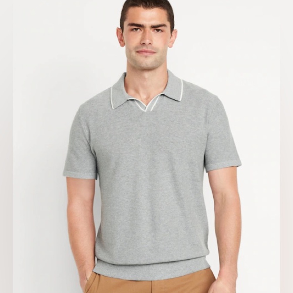 Old Navy tipped‎ collar polo sweater gray men’s size XL